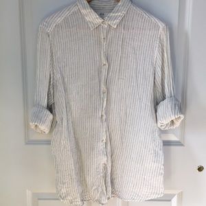 Pinstriped premium linen shirt from Uniqlo XL